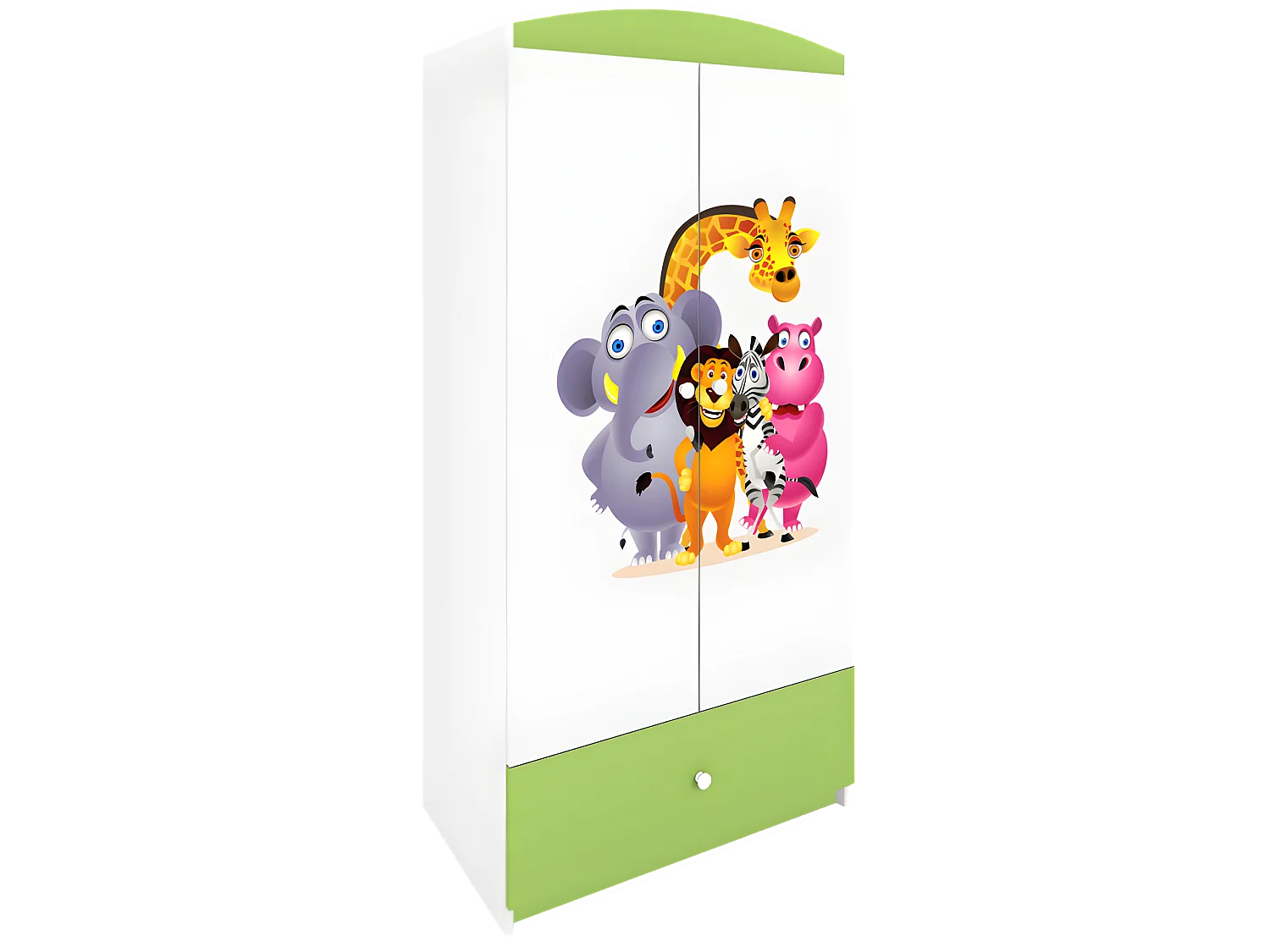 Armoire enfant zoo 2 portes 1 tiroir de rangement - Vert