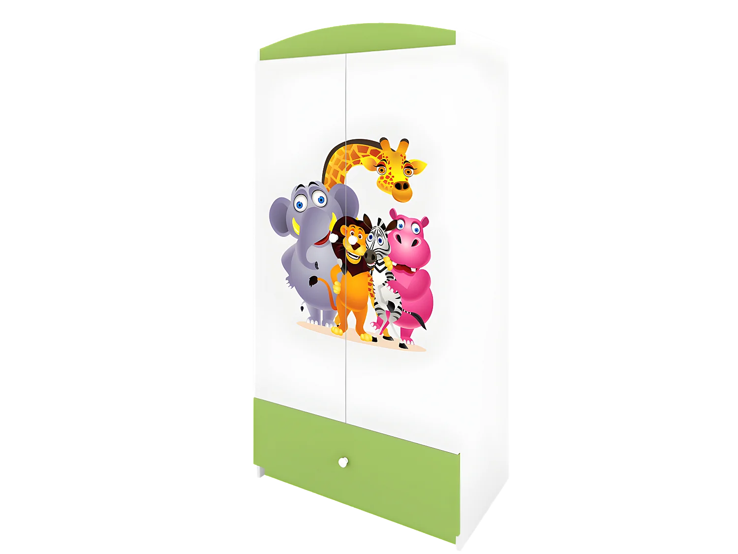 Armoire enfant zoo 2 portes 1 tiroir de rangement - Vert