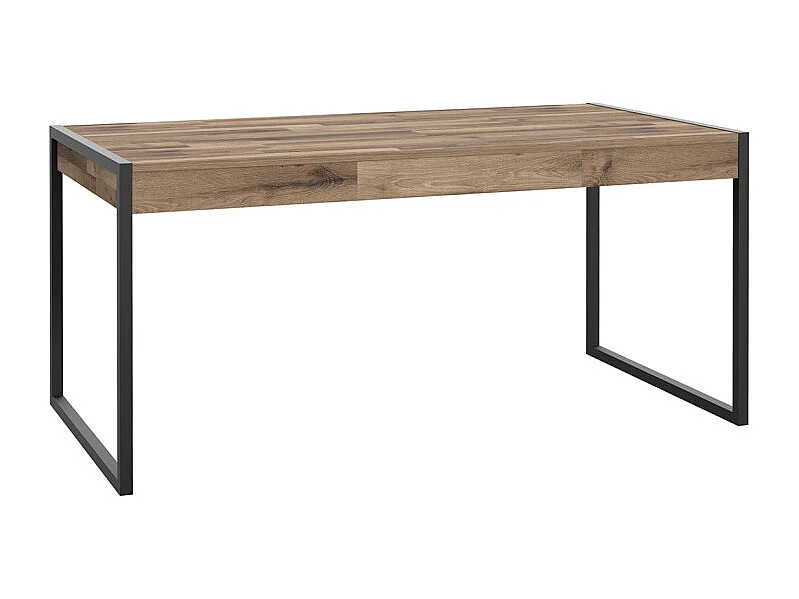 Table 166 cm 2 tiroirs décor bois recyclé et métal noir - APACHE