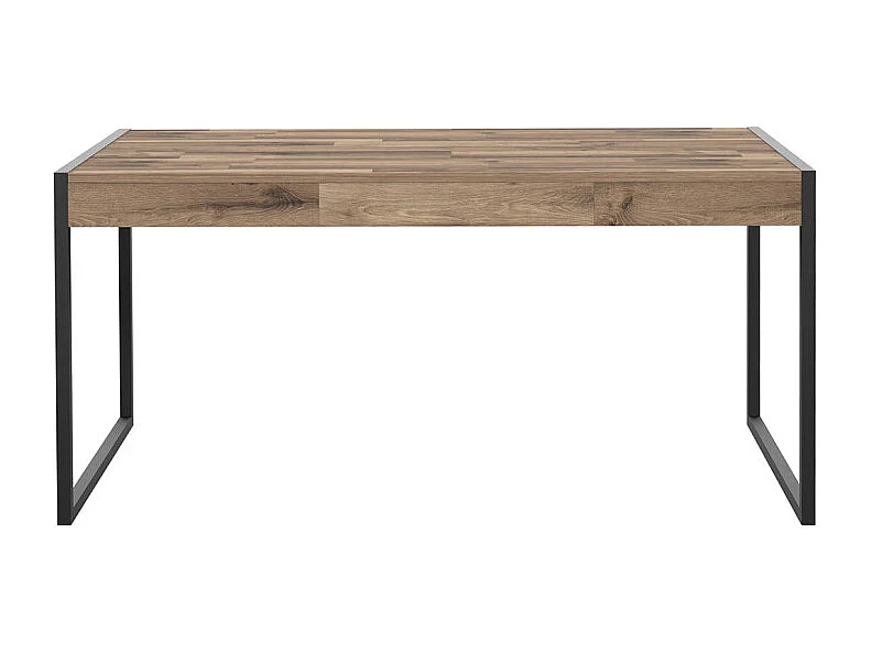 Table 166 cm 2 tiroirs décor bois recyclé et métal noir - APACHE