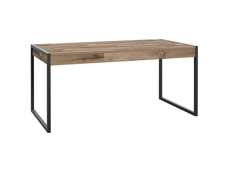 Table 166 cm 2 tiroirs décor bois recyclé et métal noir - APACHE