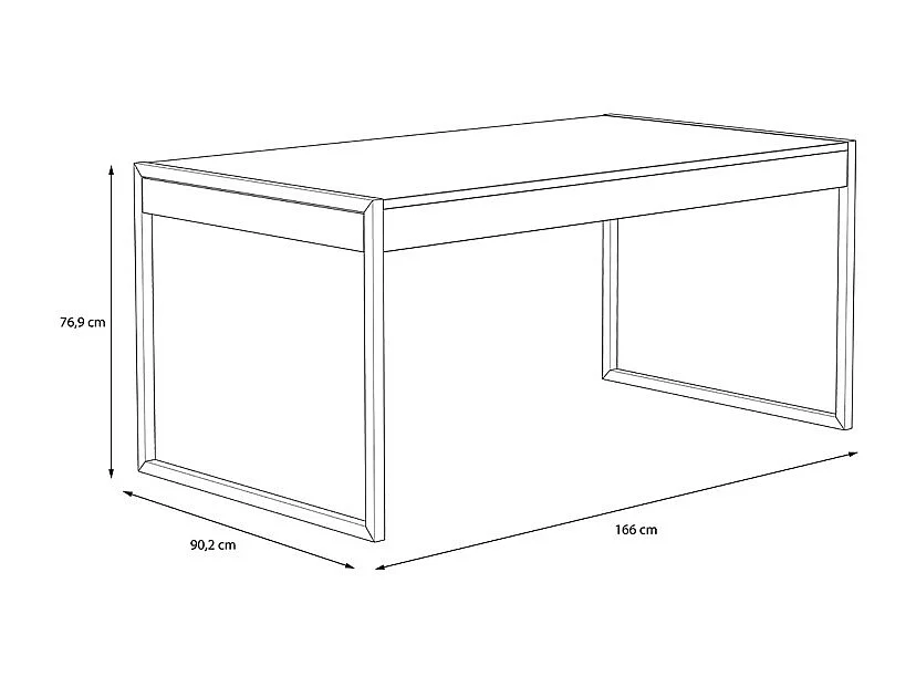 Table 166 cm 2 tiroirs décor bois recyclé et métal noir - APACHE