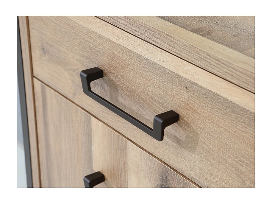 Buffet 169 cm 2 portes 4 tiroirs décor bois recyclé et métal - APACHE