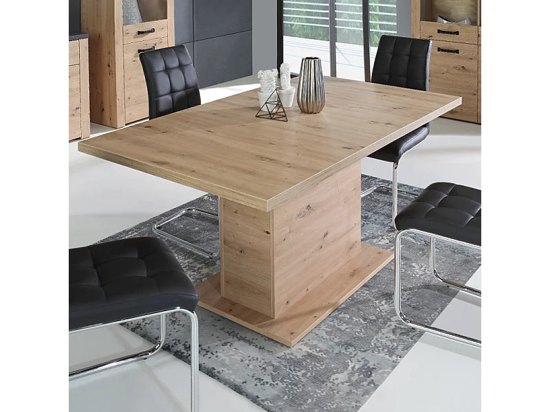 Table de repas extensible L160/200 cm décor chêne clair - LEILA