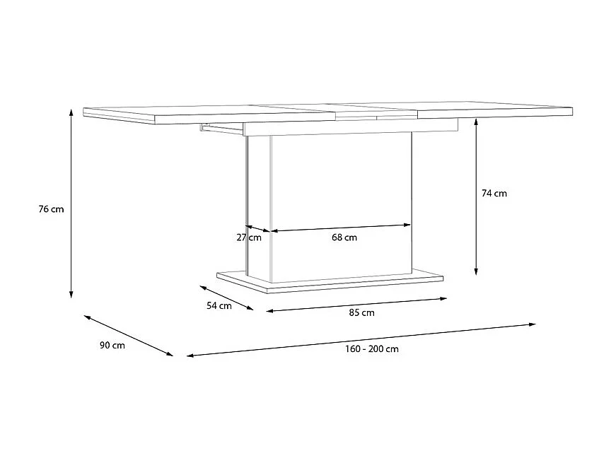 Table de repas extensible L160/200 cm décor chêne clair - LEILA