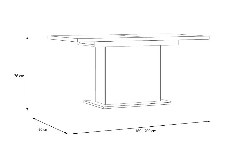 Table de repas extensible L160/200 cm décor chêne clair - LEILA