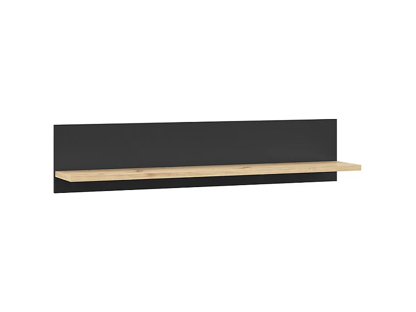 Étagère murale L120 cm revêtement décor noir et chêne clair - BAILEY