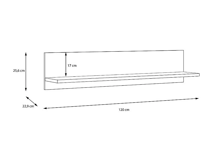 Étagère murale L120 cm revêtement décor noir et chêne clair - BAILEY