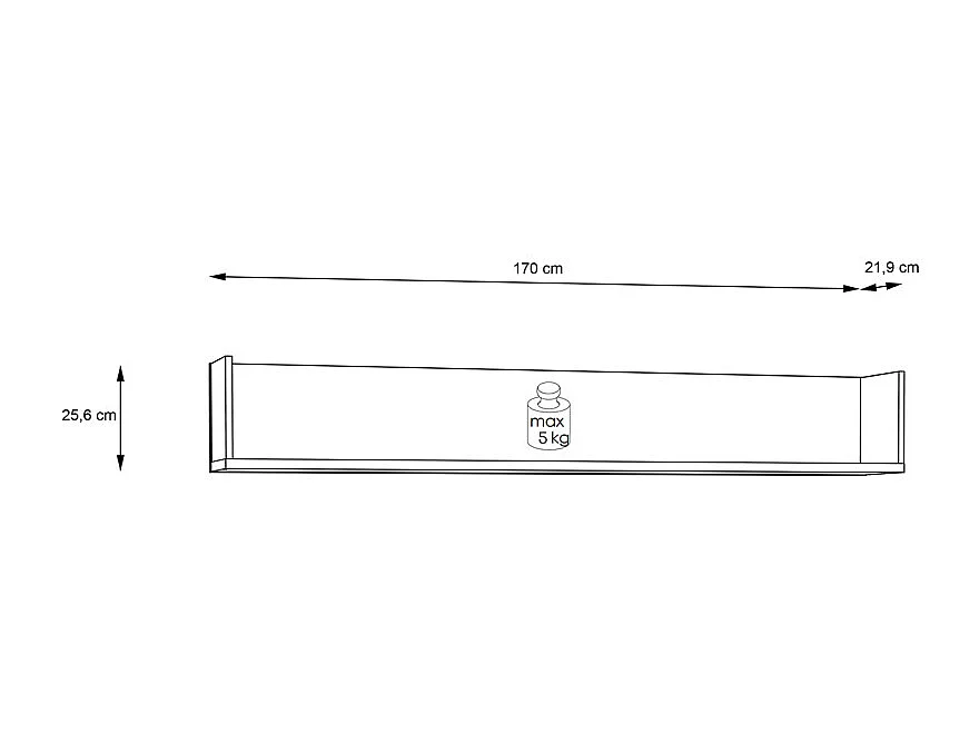 Etagère murale 170 cm décor bois recyclé et béton gris - APACHE