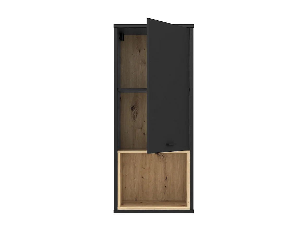 Armoire murale H117 cm réversible décor noir et chêne clair - BAILEY