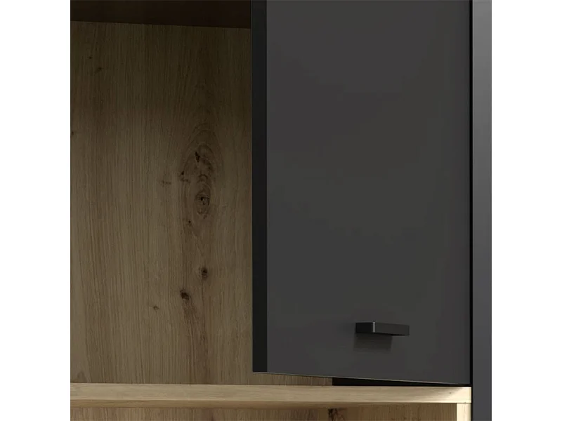 Armoire murale H117 cm réversible décor noir et chêne clair - BAILEY