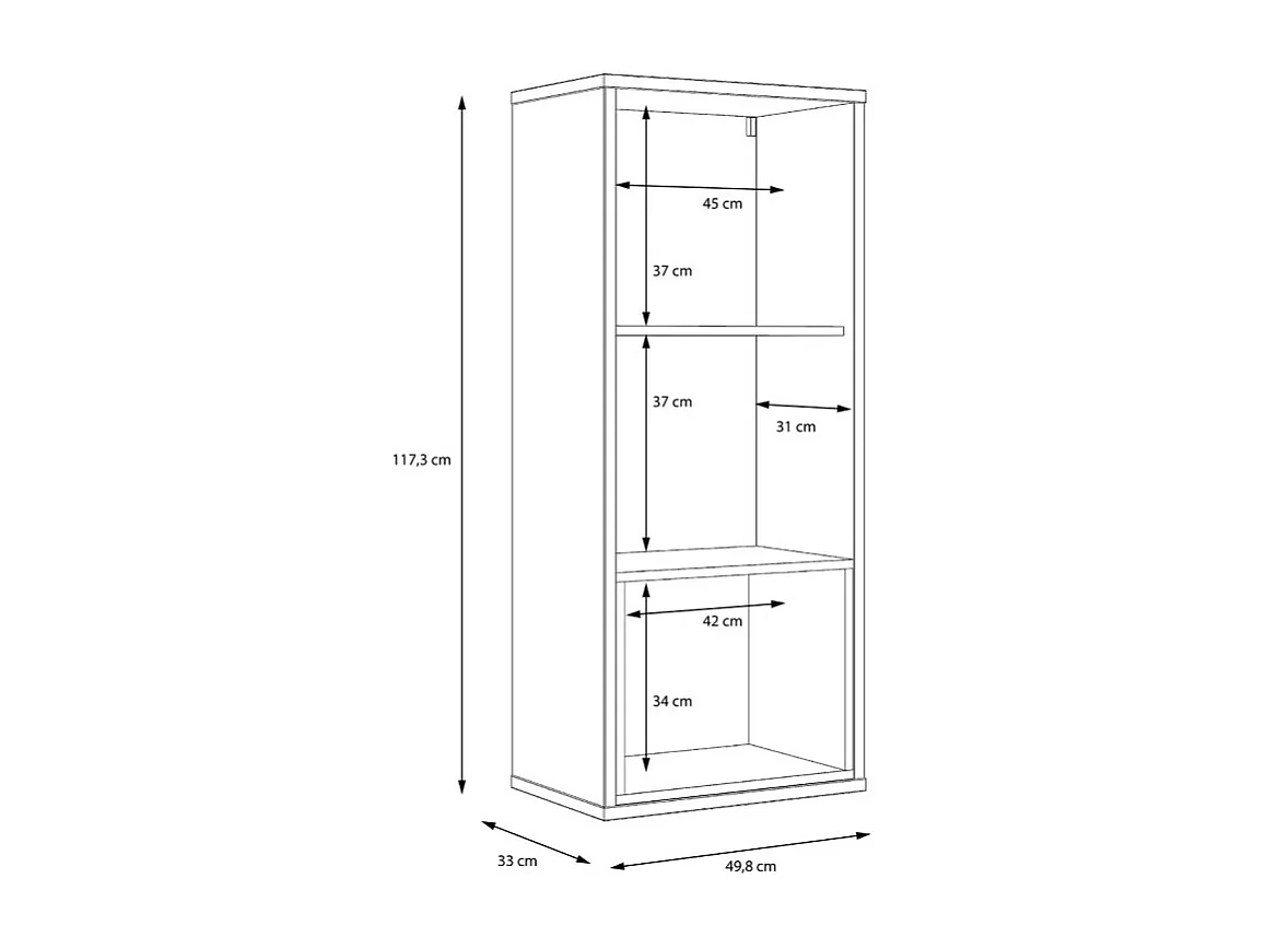 Armoire murale H117 cm réversible décor noir et chêne clair - BAILEY
