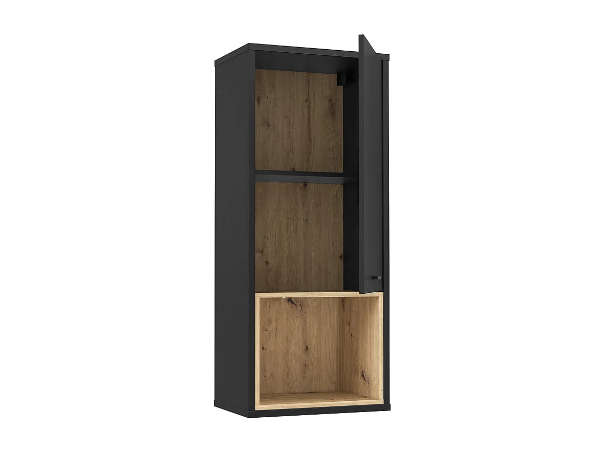Armoire murale H117 cm réversible décor noir et chêne clair - BAILEY