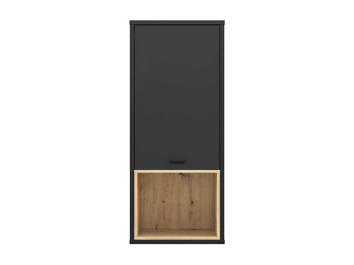 Armoire murale H117 cm réversible décor noir et chêne clair - BAILEY