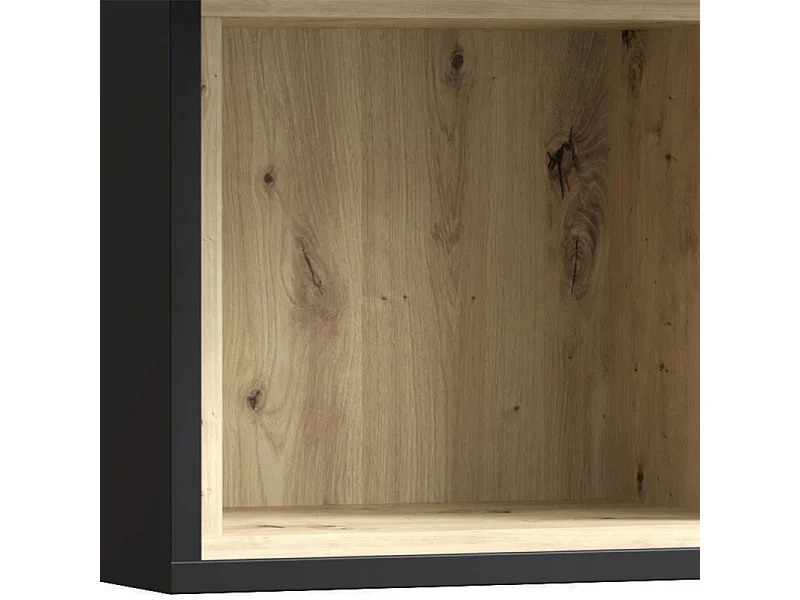 Armoire murale H117 cm réversible décor noir et chêne clair - BAILEY
