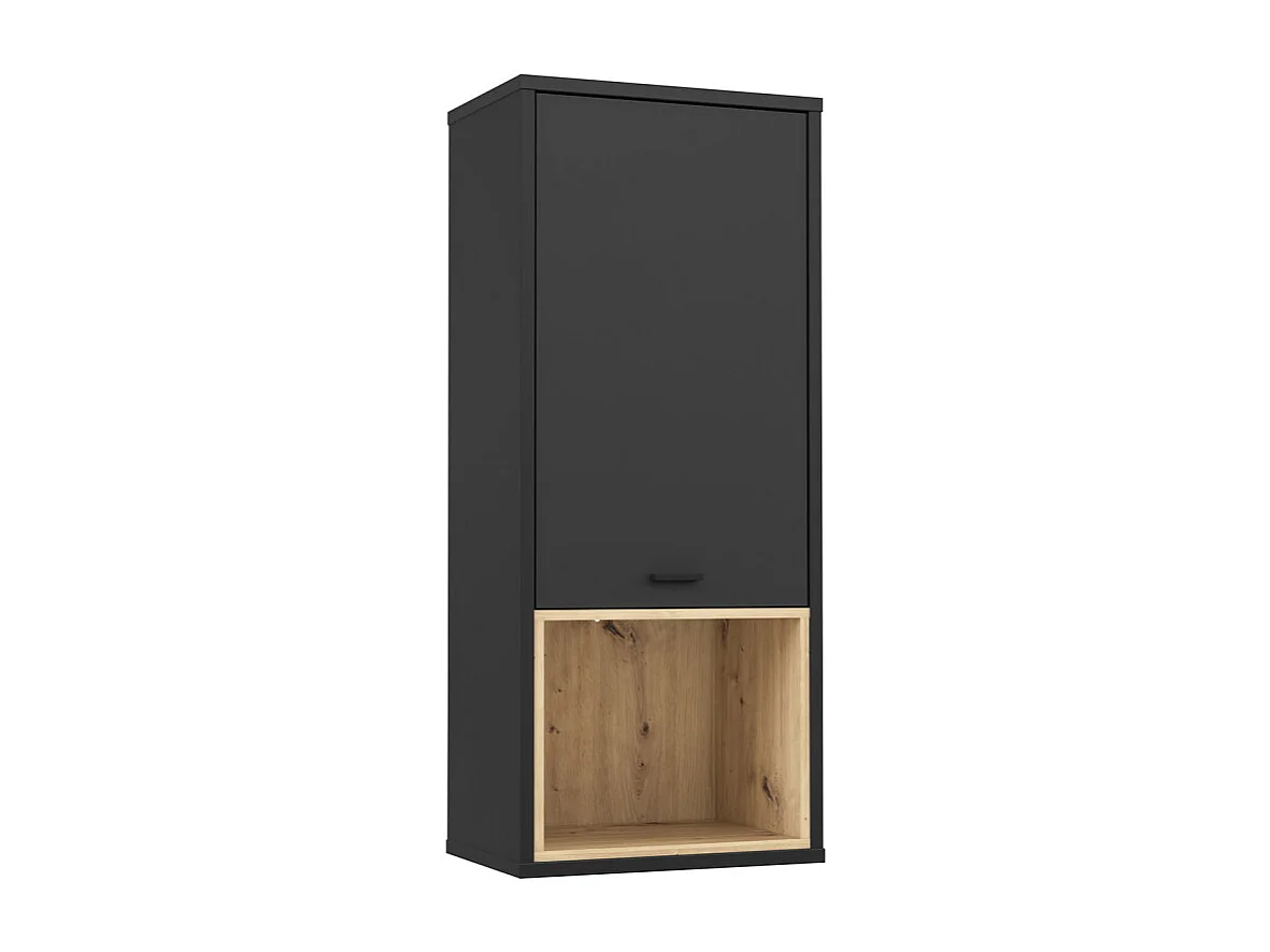 Armoire murale H117 cm réversible décor noir et chêne clair - BAILEY