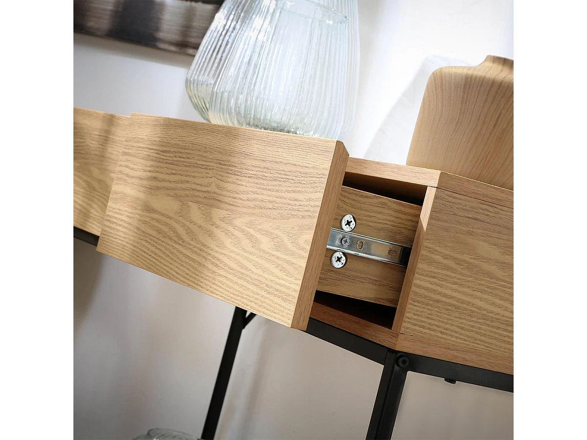 Consola 2 Cajones 1 Estante Decoración de Madera - L100 cm