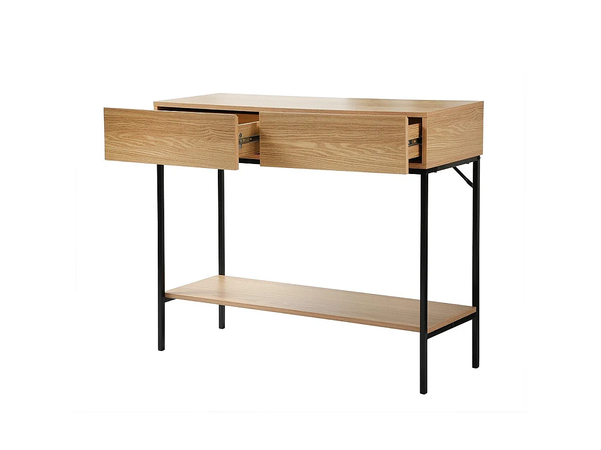 Konsole mit 2 Schubladen und 1 Regalboden in Eichenoptik L100cm - TESSA