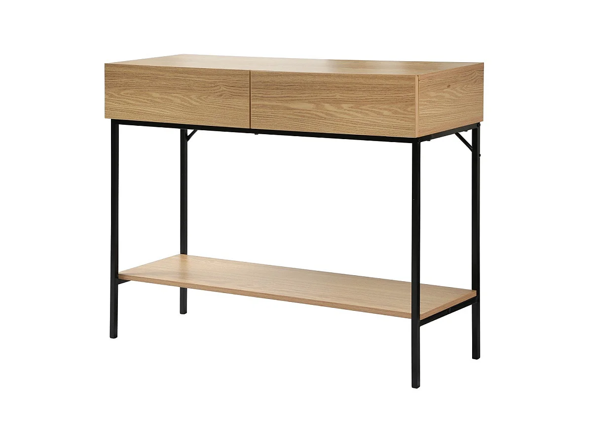 Konsole mit 2 Schubladen und 1 Regalboden in Eichenoptik L100cm - TESSA