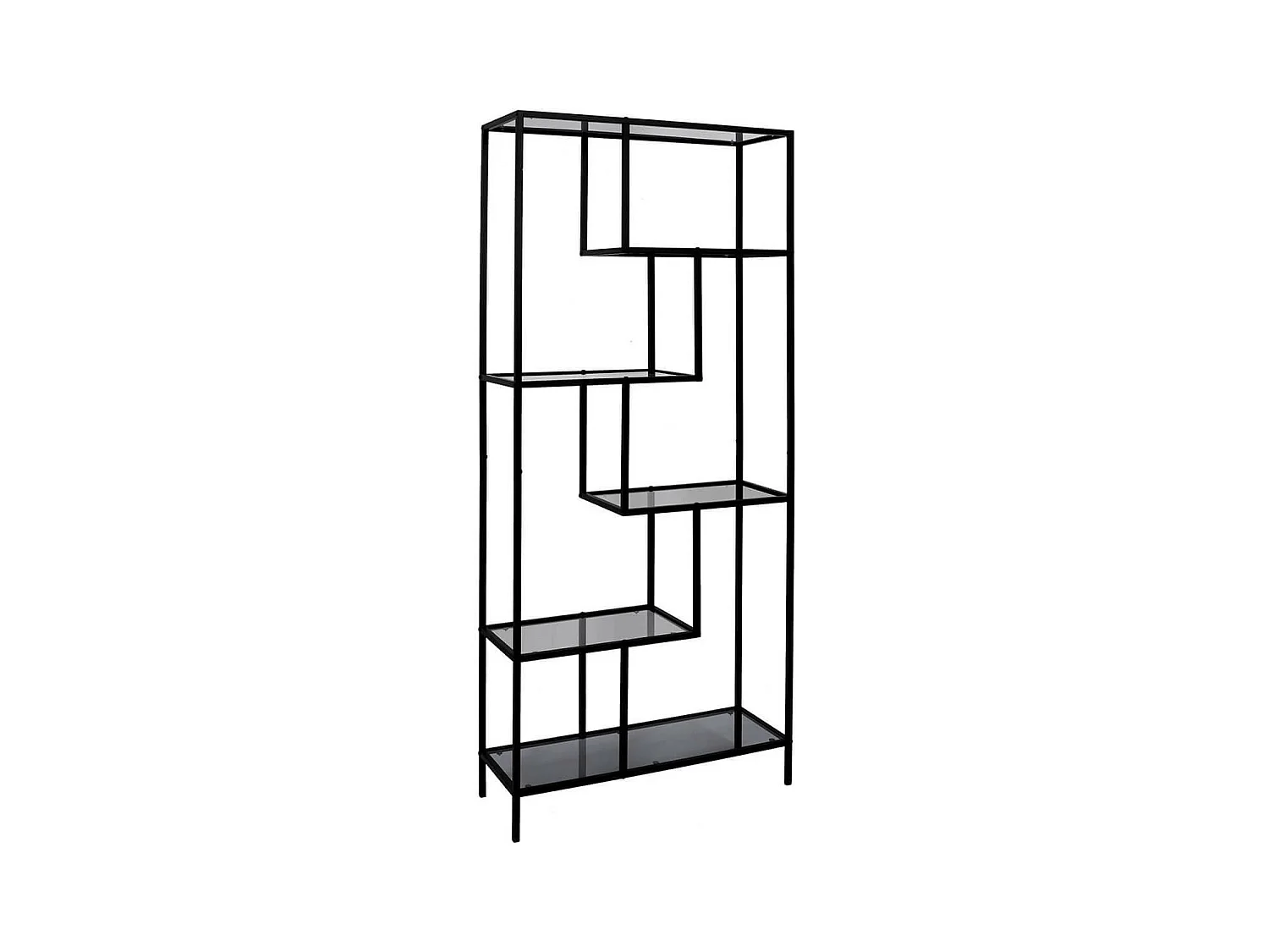 ENDIS - Etagère 6 Niveaux Verre Fumé et Métal Blanc