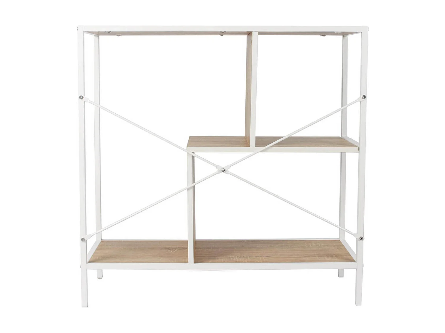 ENDIS - Etagère 3 Niveaux Aspect Bois et Métal Blanc