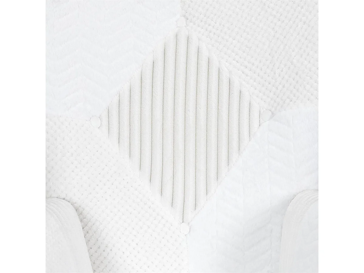 ROHAN - Fauteuil Imitation Laine Motif Patchwork Blanc