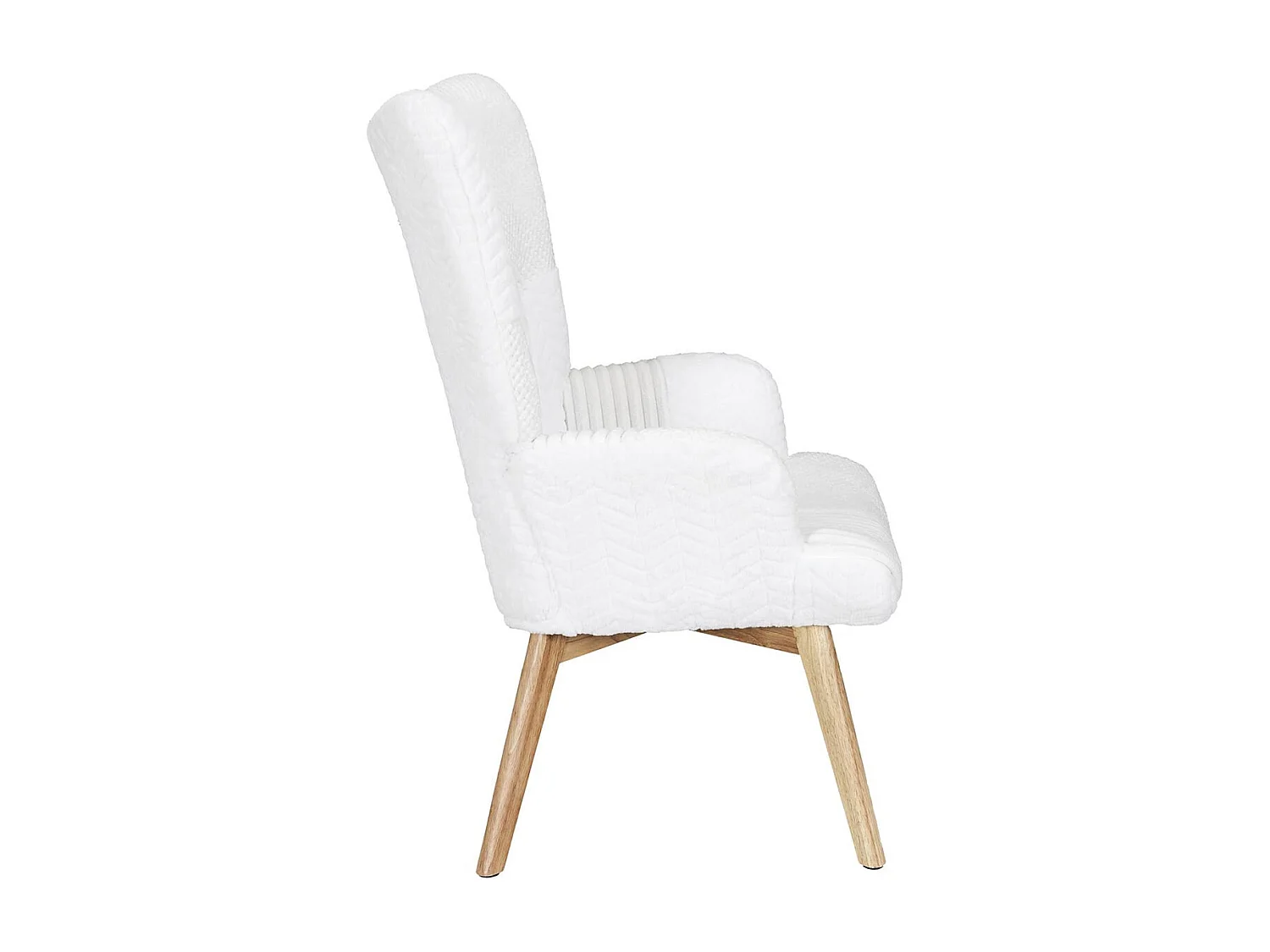 ROHAN - Fauteuil Imitation Laine Motif Patchwork Blanc