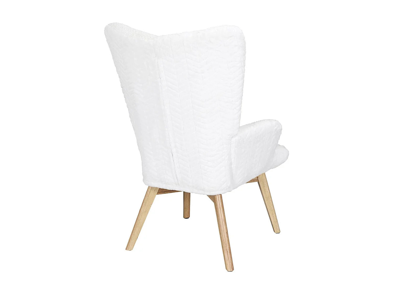 ROHAN - Fauteuil Imitation Laine Motif Patchwork Blanc