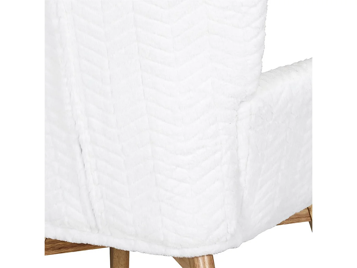 ROHAN - Fauteuil Imitation Laine Motif Patchwork Blanc