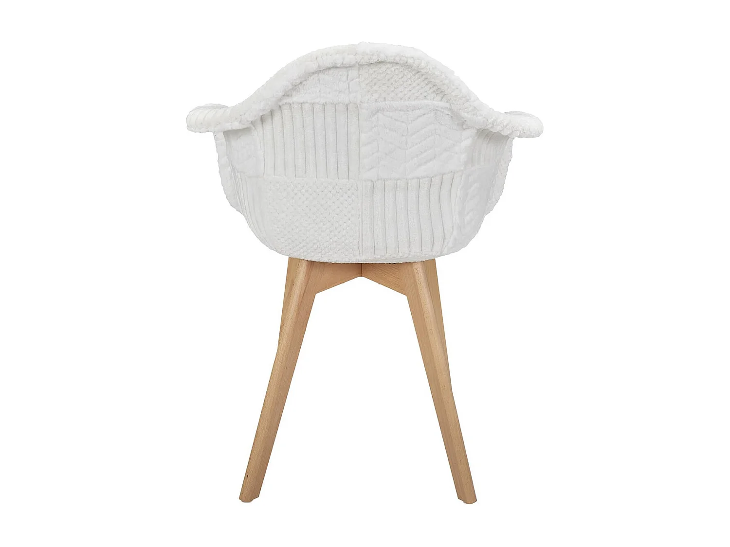 ROHAN - Lot de 2 Fauteuils Imitation Laine Motif Patchwork Blanc