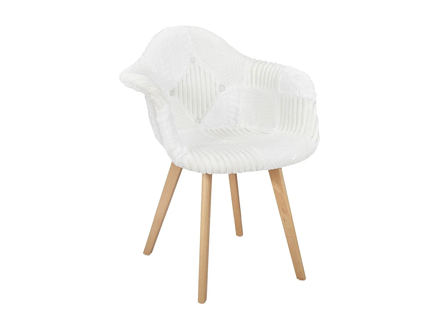 ROHAN - Lot de 2 Fauteuils Imitation Laine Motif Patchwork Blanc