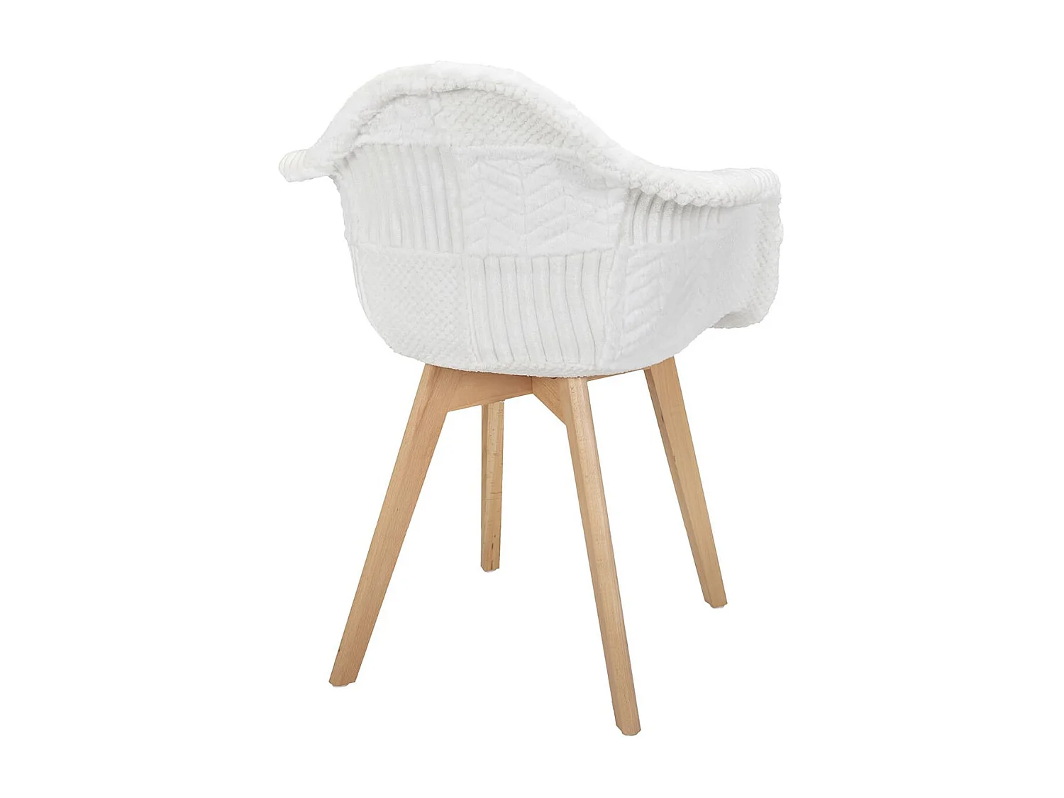 ROHAN - Lot de 2 Fauteuils Imitation Laine Motif Patchwork Blanc