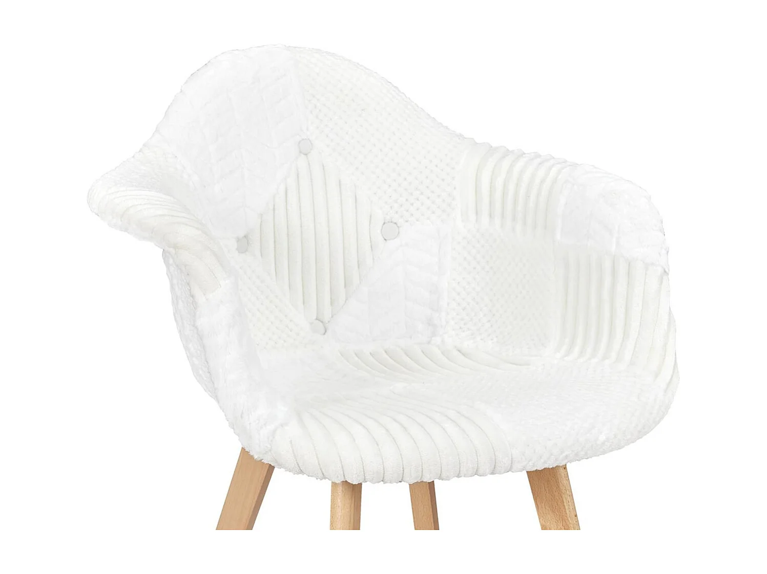 ROHAN - Lot de 2 Fauteuils Imitation Laine Motif Patchwork Blanc