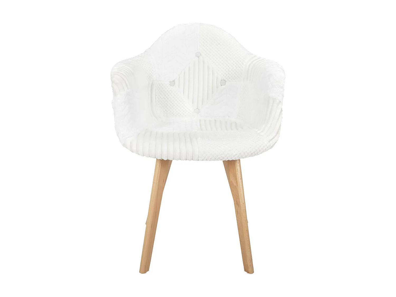 ROHAN - Lot de 2 Fauteuils Imitation Laine Motif Patchwork Blanc