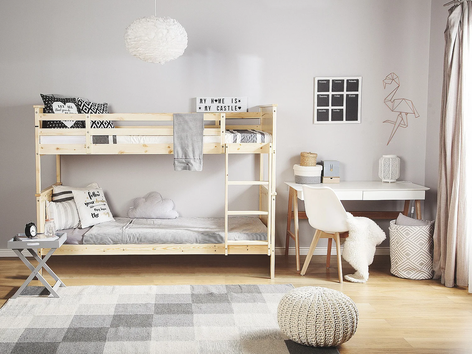 Lit superposé Bois de pin ALBON 90 x 200 cm Marron clair