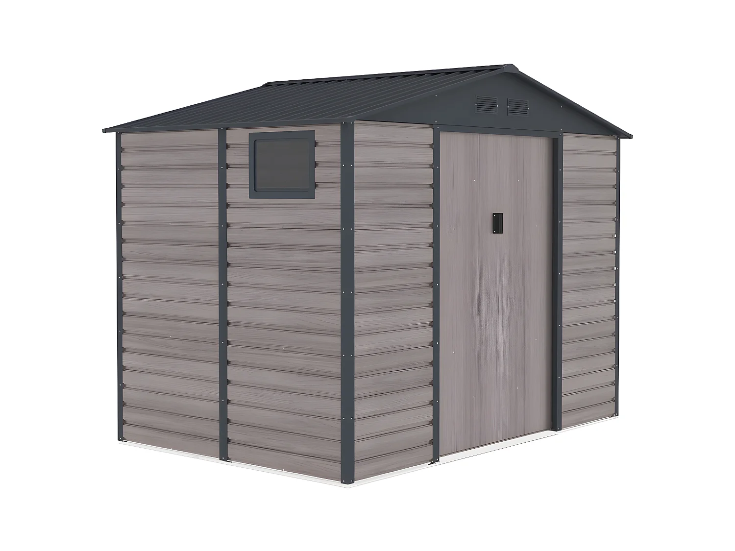 Abri de jardin métal en acier galvanisé effet bois gris 5,40 m² - ADELMO