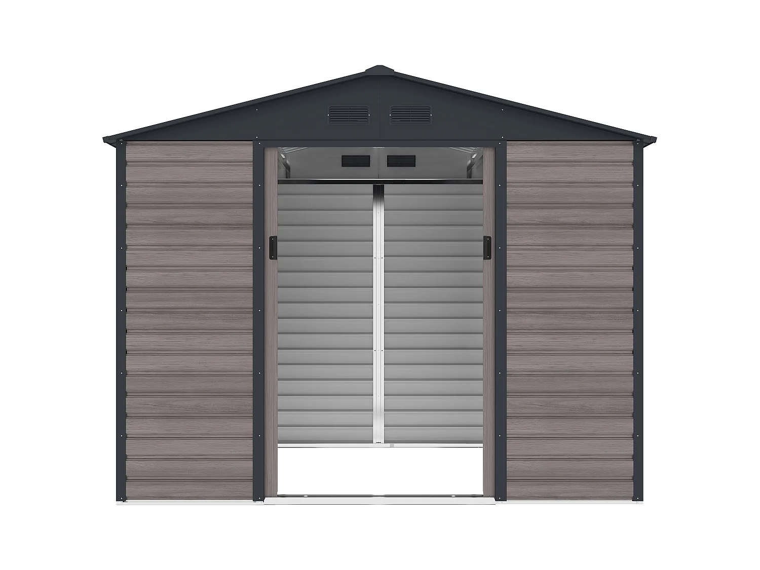 Abri de jardin métal en acier galvanisé effet bois gris 5,40 m² - ADELMO
