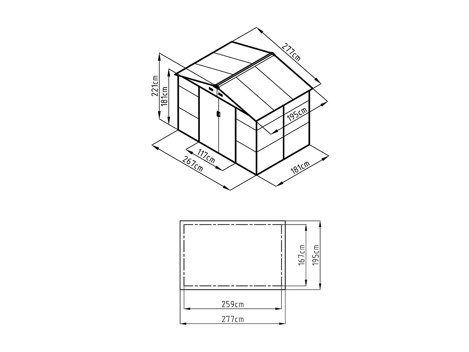 Abri de jardin métal en acier galvanisé effet bois gris 5,40 m² - ADELMO