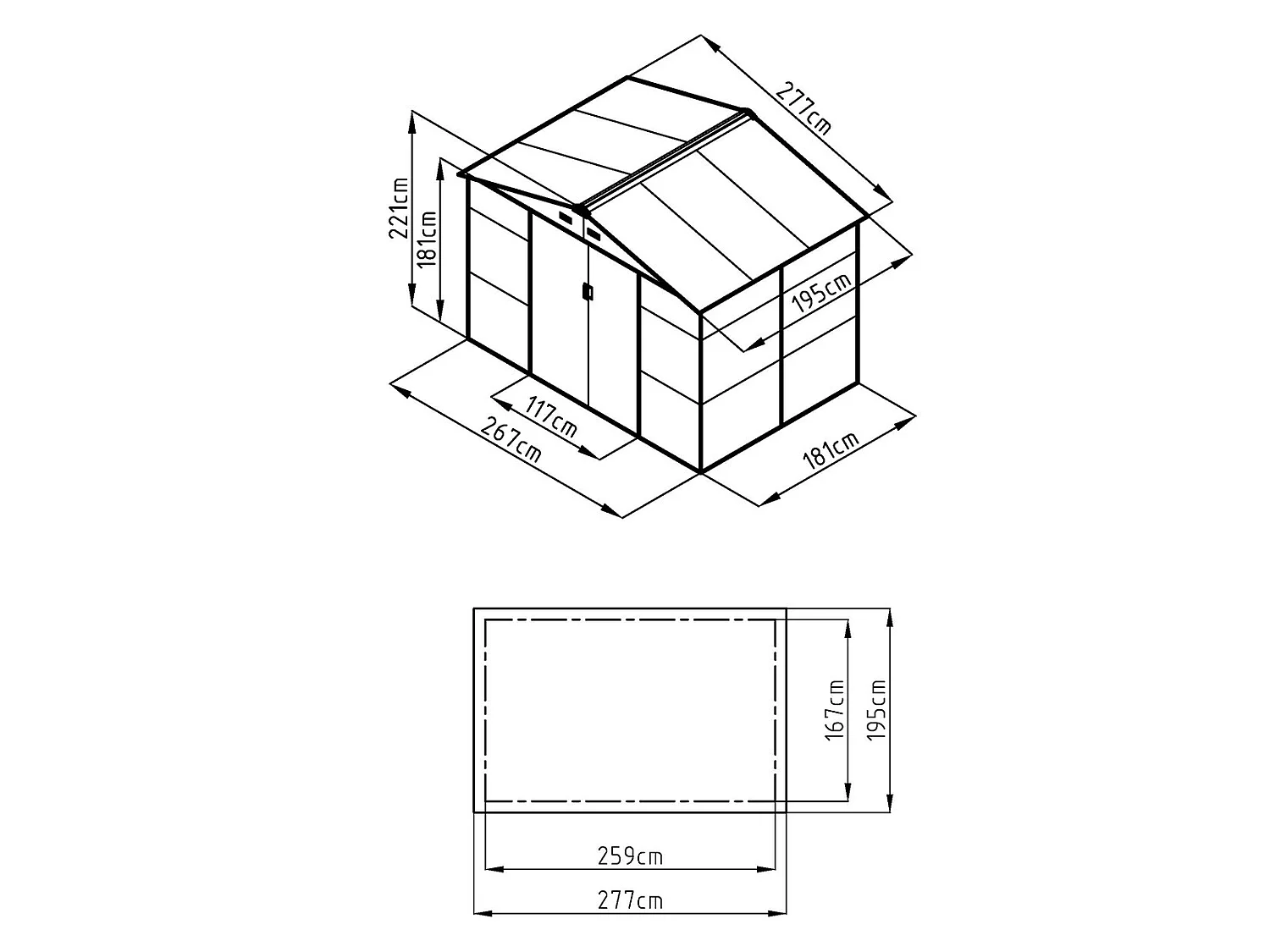 Gartenhaus Gerätehaus - 5,40 m² - Stahl - Holz-Optik - Grau - ADELMO