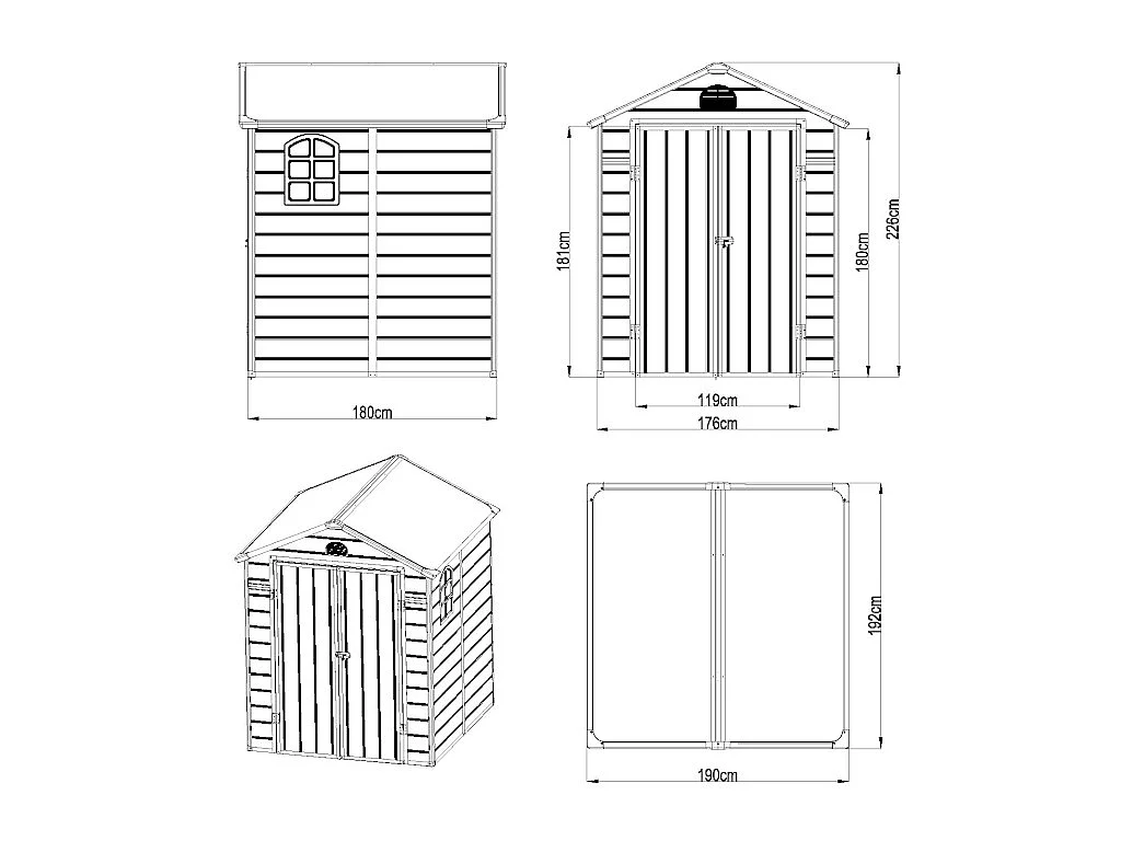 Abri de jardin en résine gris 3,65 m² - CESIO