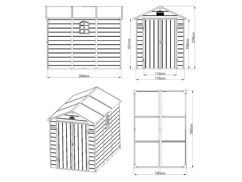 Abri de jardin en résine grise 5,32 m² - CESIO