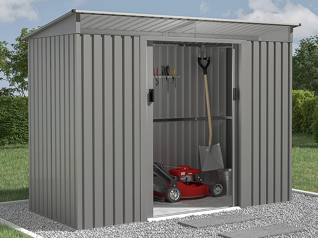 Casetta da giardino 3,24m² in Acciaio galvanizzato Grigio - FOLCO