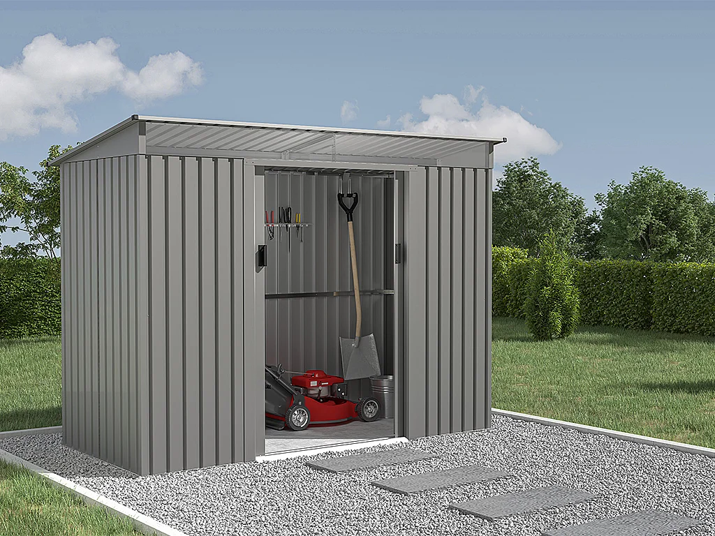 Abri de jardin métal en acier galvanisé gris 3,23 m² - FOLCO