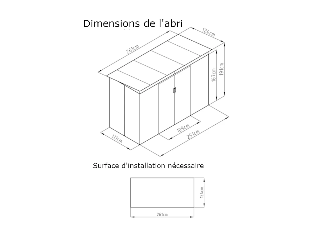 Abri de jardin métal en acier galvanisé gris 3,23 m² - FOLCO