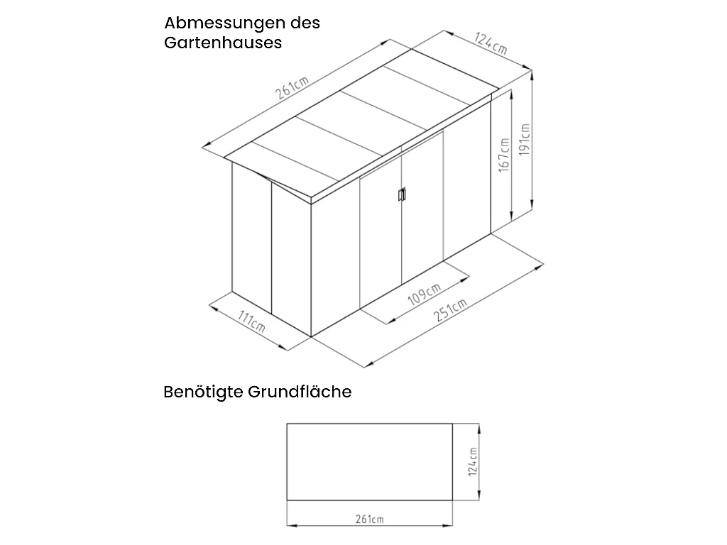 Gartenhaus Metall aus verzinktem Stahl grau 3,23 m² - FOLCO