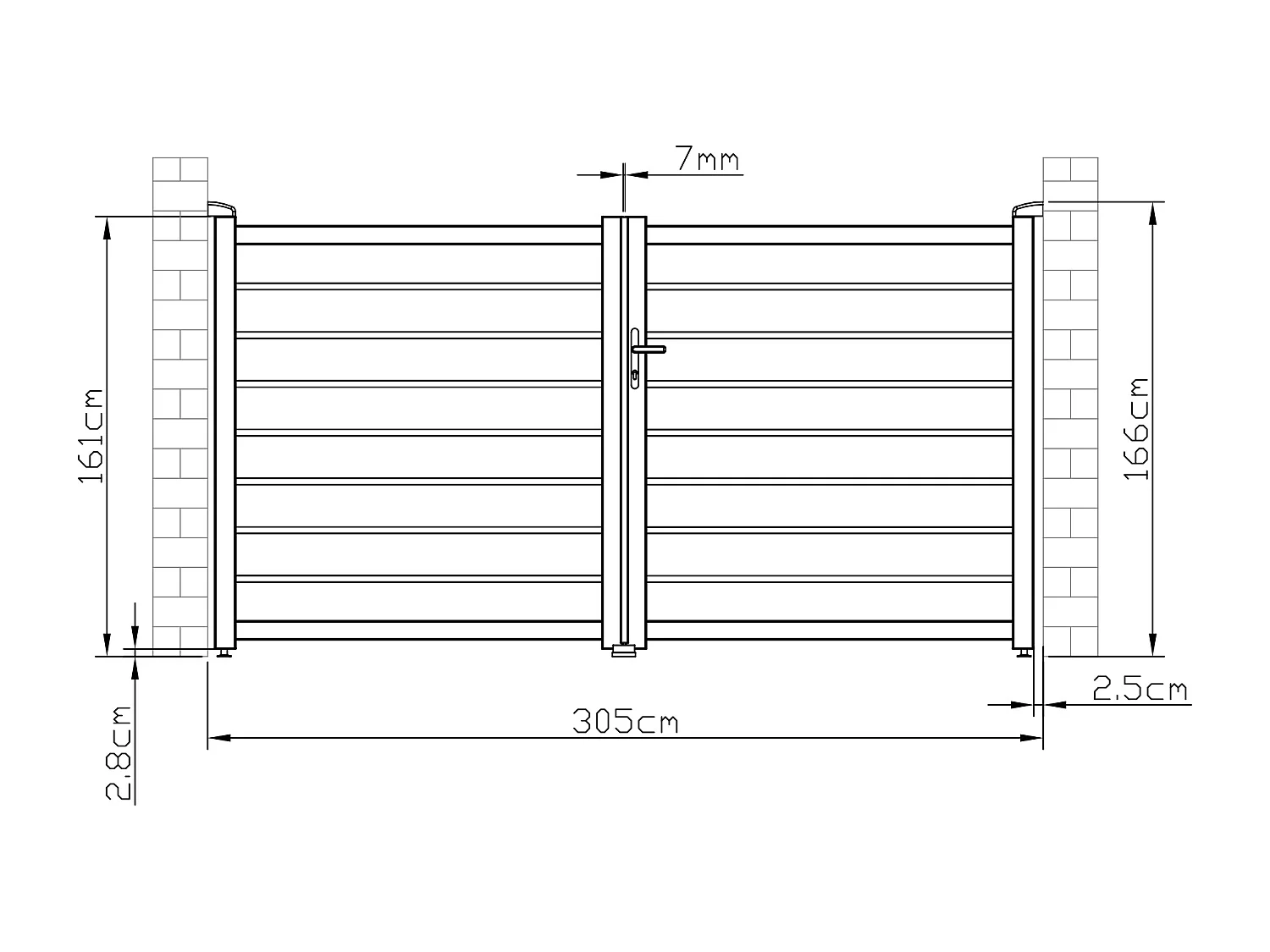 Portão de batente perfurado antracite em alumínio de C300 x A158 cm - PRIMO