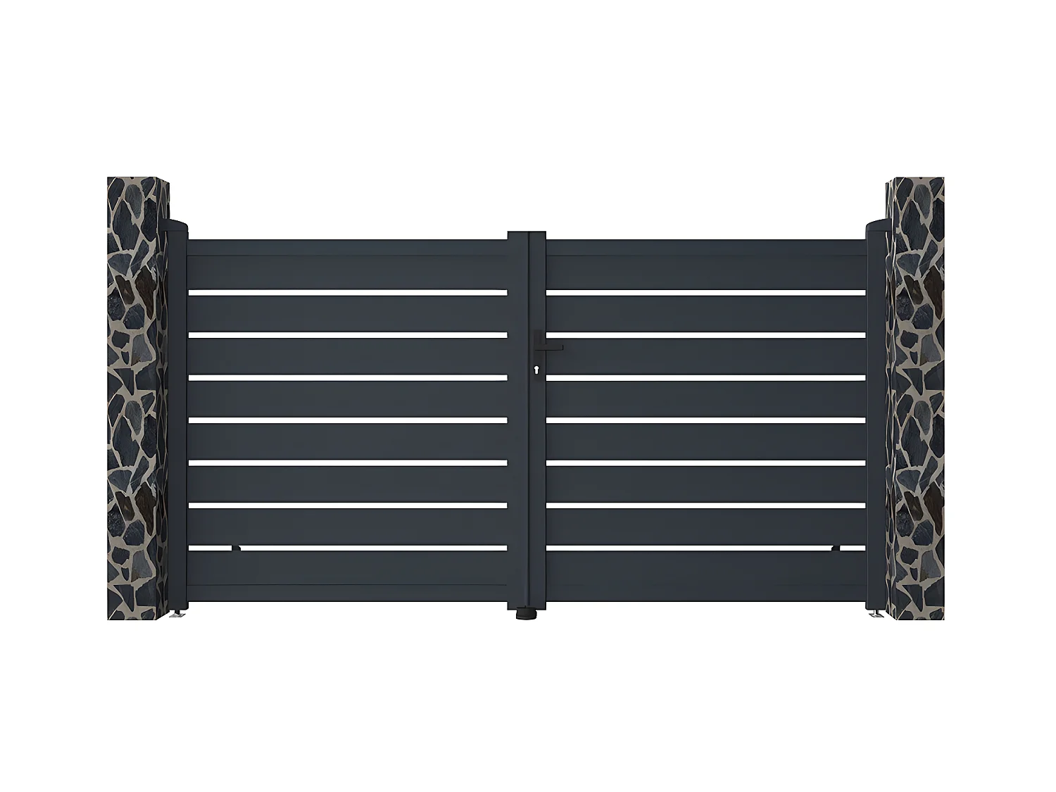 Portail battant aluminium ajouré L305 x H166 cm anthracite - PRIMO