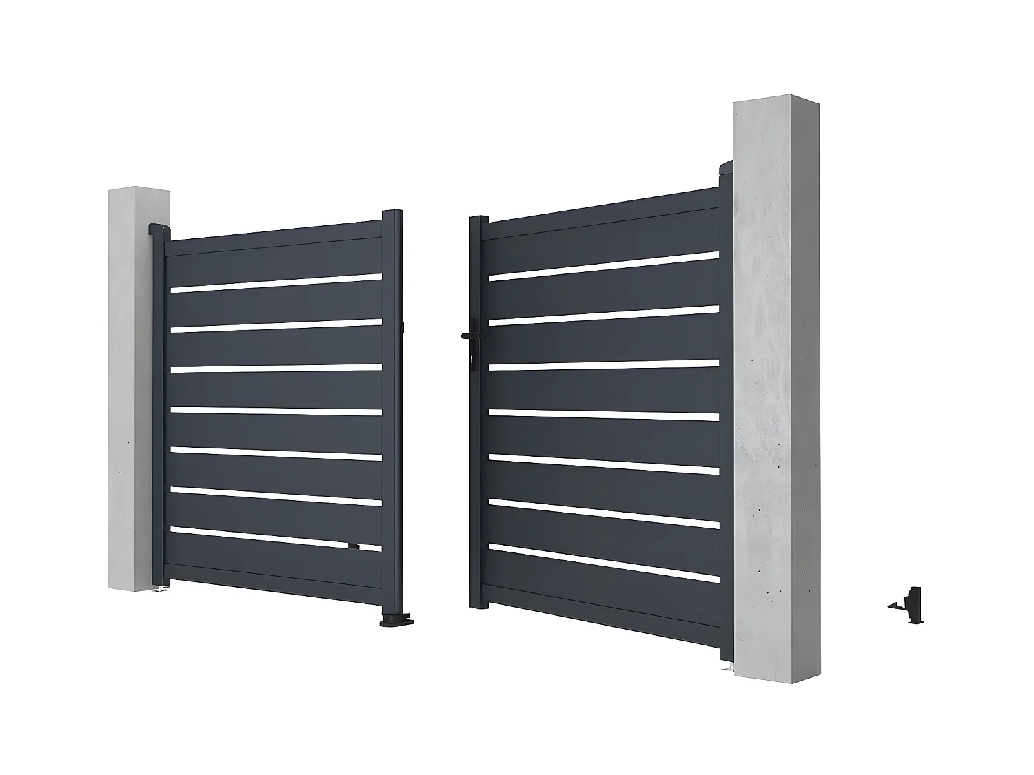 Portail battant aluminium ajouré L305 x H166 cm anthracite - PRIMO