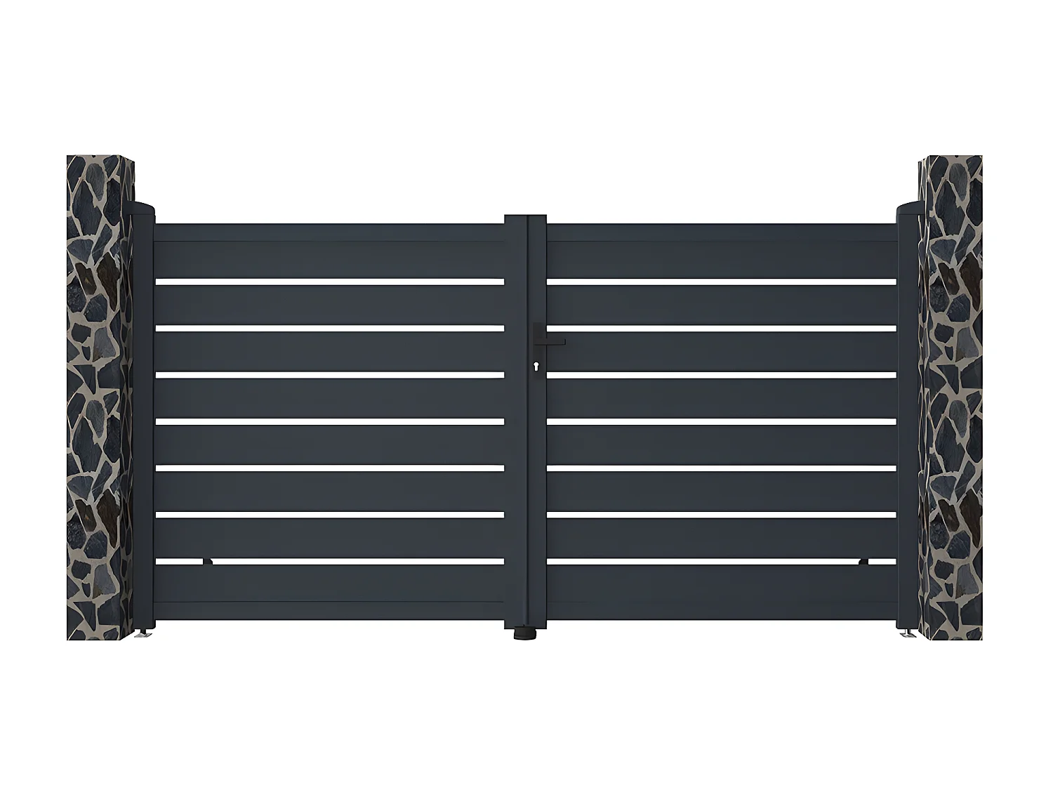 Portón de aluminio color antracita PRIMO - Ancho 300 x Alt. 158 cm