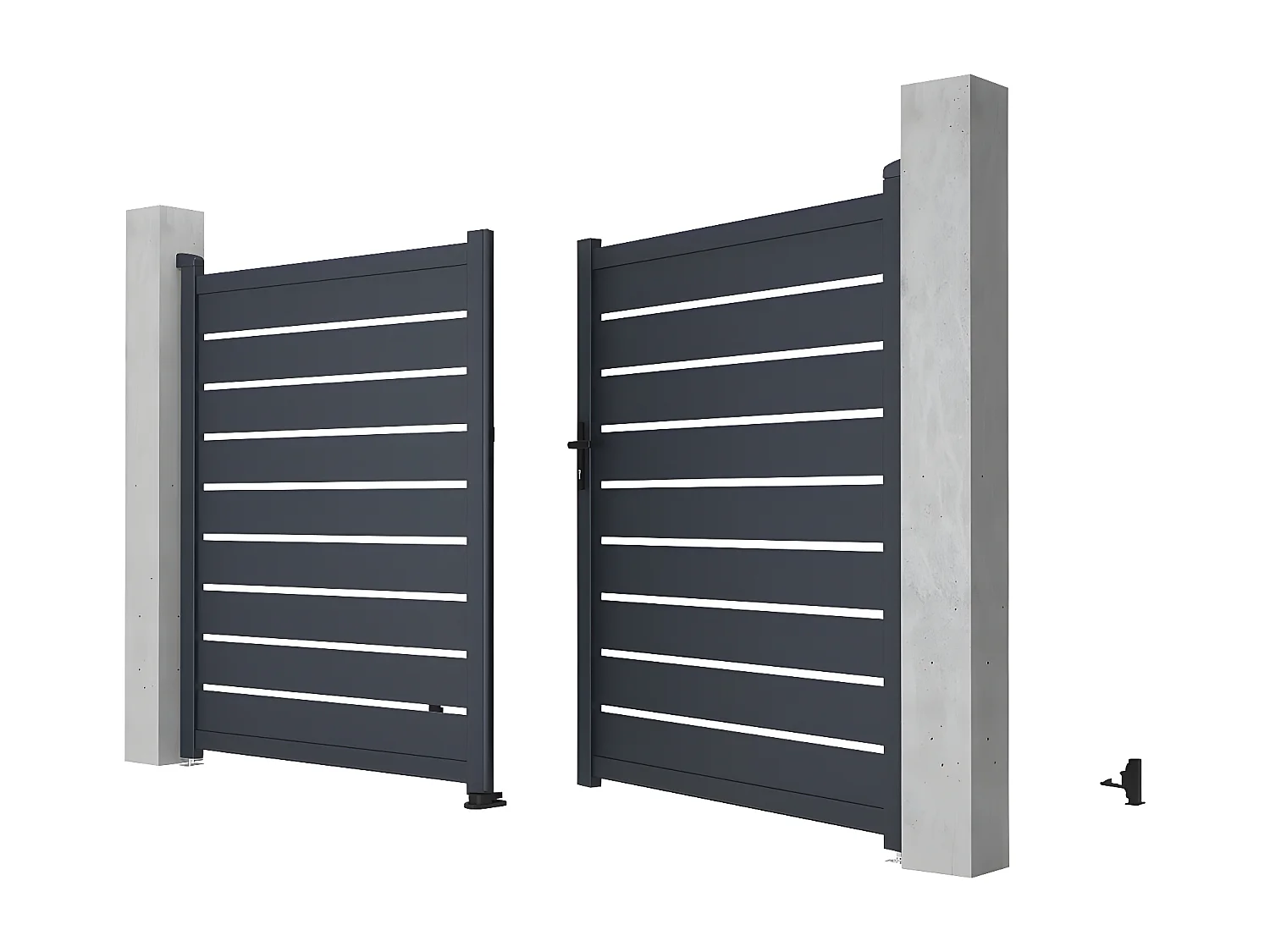 Brama wjazdowa rozwierna PRIMO, ażurowa, z aluminium w kolorze antracytowym – 300 × 176 cm (szer. × wys.)